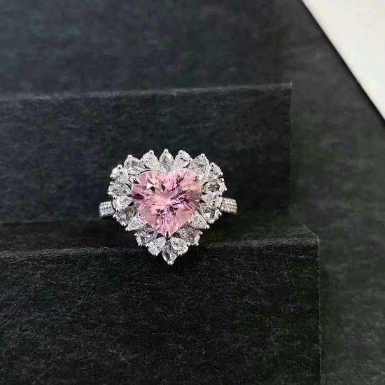 14k Gold 2.87 Ctw Natural Morganite & Diamond Ring/pendant( Without Chain )