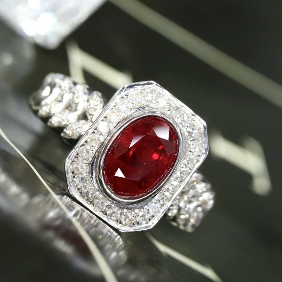 14k Gold 1.63 Ctw Natural Ruby & Diamond Ring