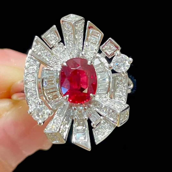 14k Gold 1 Ct Natural Ruby & Diamond Ring