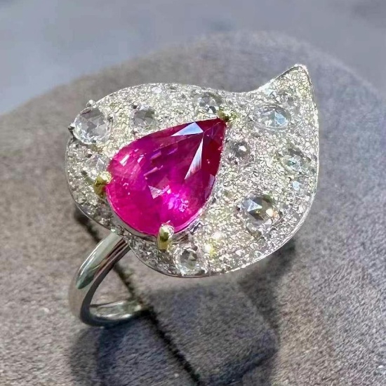 14k Gold 1.07 Ct Natural Ruby & Diamond Ring