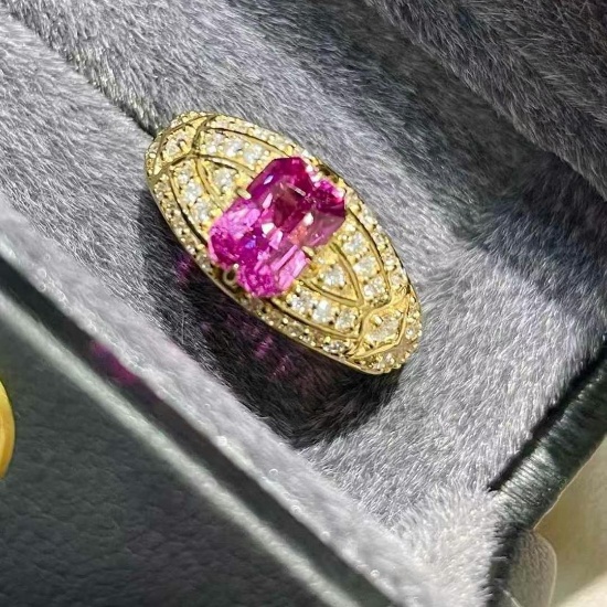 14k Gold 2.04 Ct Natural Sapphire & Diamond Ring