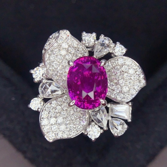 14k Gold 3.73 Ctw Natural Sapphire & Diamond Ring
