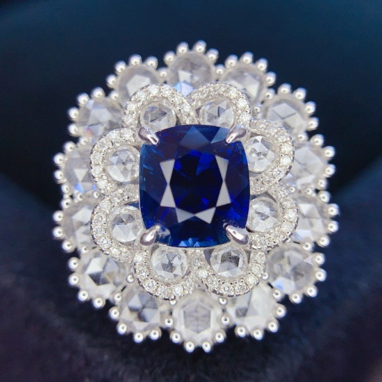 14k Gold 6.07 Ctw Natural Sapphire & Diamond Ring/pendant( Without Chain )