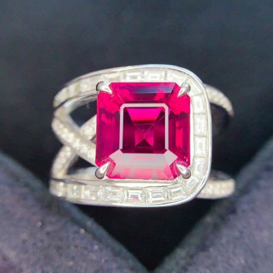 14k Gold 5.19 Ctw Natural Tourmaline & Diamond Ring