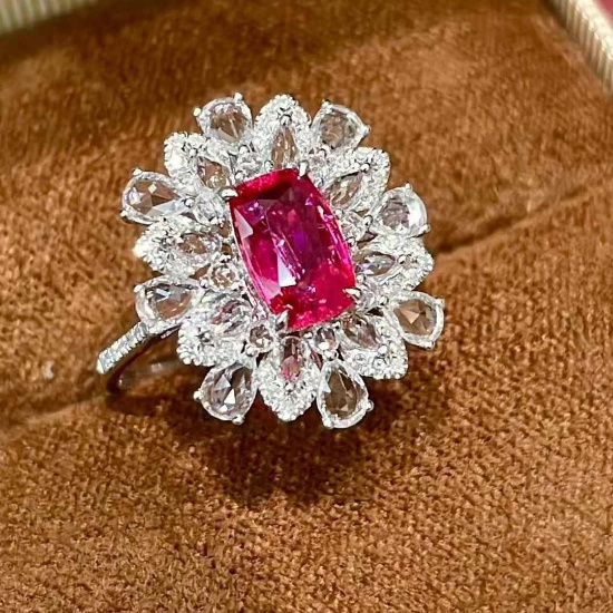 14k Gold 1.08 Ct Natural Ruby & Diamond & Sapphire Ring