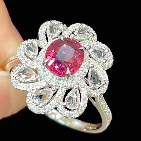 14k Gold 1 Ct Natural Sapphire & Diamond & Sapphire Ring