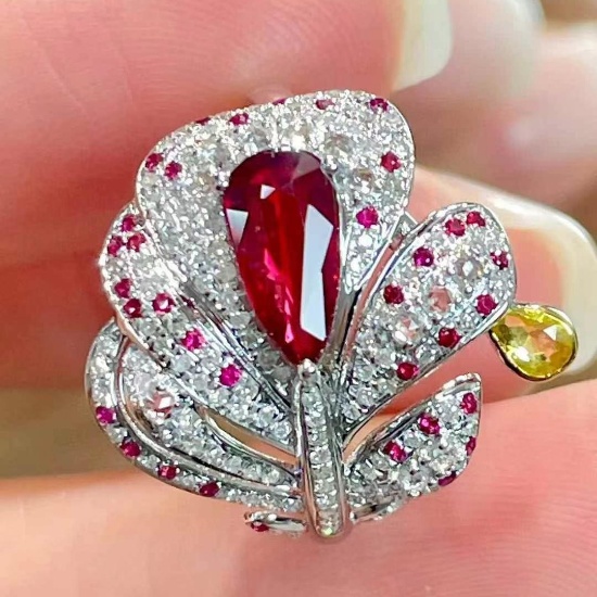 14k Gold 1.06 Ct Natural Ruby & Diamond Ring