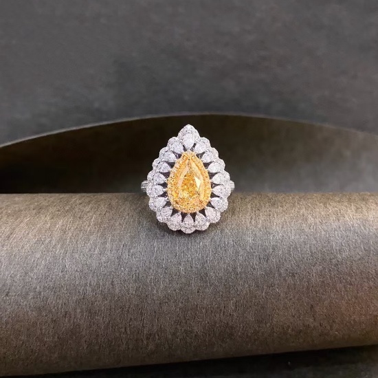 14k Gold 3.52 Ctw Natural Yellow Diamond & Diamond Ring/pendant( Without Chain )