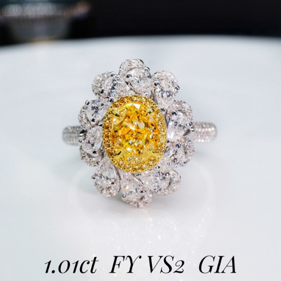 Gia Certified 14k Gold 2.09 Ctw Natural Yellow Diamond & Diamond Ring/pendant( Without Chain )