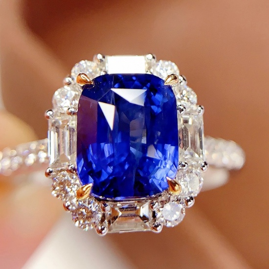 14k Gold 3.07 Ct Natural Sapphire & Diamond Ring