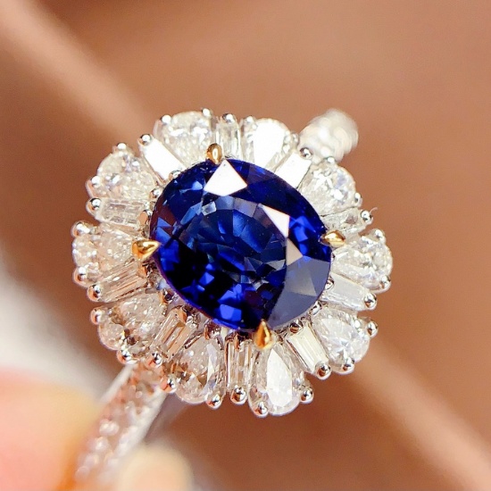 14k Gold 1.3 Ct Natural Sapphire & Diamond Ring