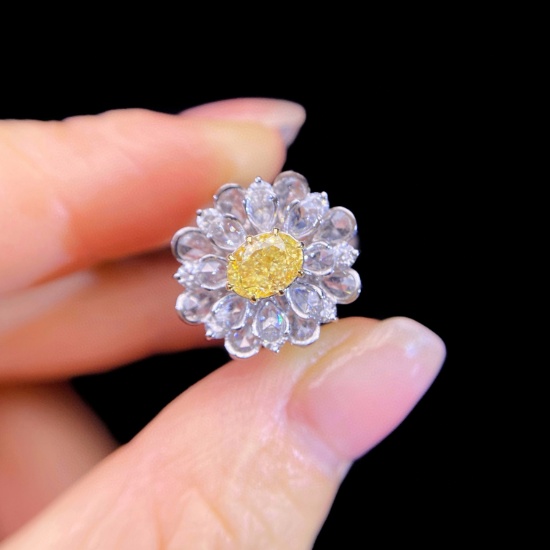 Gia Certified 14k Gold 2.39 Ctw Natural Yellow Diamond & Diamond Ring