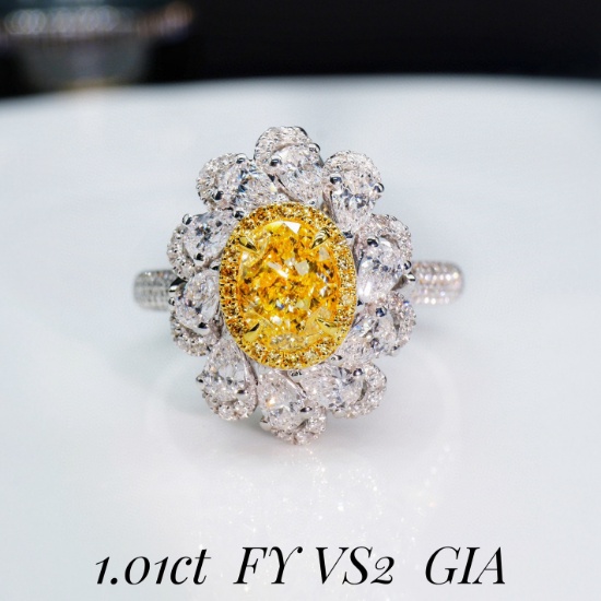 Gia Certified 14k Gold 2.09 Ctw Natural Yellow Diamond & Diamond Ring/pendant( Without Chain )
