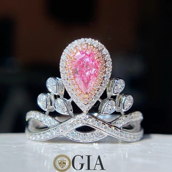 Gia Certified 14k Gold 0.78 Ctw Natural Pink Diamond & Diamond Ring