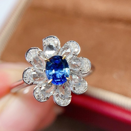 14k Gold 0.5 Ct Natural Sapphire & Diamond & Sapphire Ring/pendant( Without Chain )