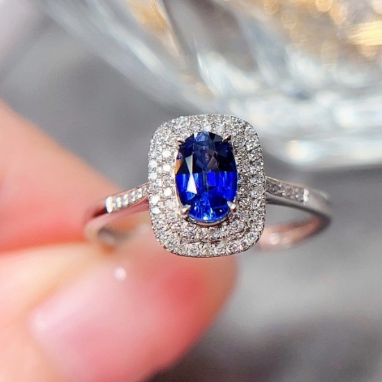 14k Gold 0.65 Ct Natural Sapphire & Diamond Ring