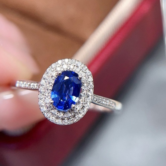 14k Gold 0.65 Ct Natural Sapphire & Diamond Ring