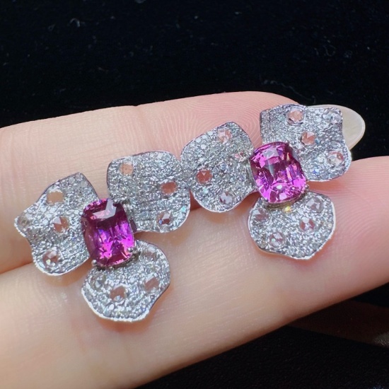 14k Gold 2.91 Ctw Natural Sapphire & Diamond Earrings