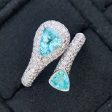 14k Gold 1.5 Ct Natural Paraiba Tourmaline & Diamond Ring
