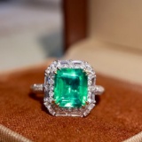 14k Gold 3.28 Ctw Natural Emerald & Diamond Ring
