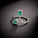 14k Gold 0.72 Ctw Natural Emerald & Diamond Ring