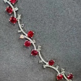 14k Gold 7.5 Ct Natural Spinel & Diamond Bracelet