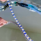 14k Gold 7.2 Ct Natural Sapphire & Diamond Bracelet