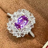 14k Gold 1.05 Ct Natural Sapphire & Diamond & Sapphire Ring
