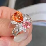 14k Gold 3.05 Ctw Natural Padparadscha Sapphire & Padparadscha Sapphire Ring