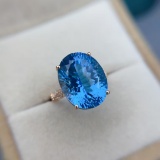 14k Gold 10.75 Ct Natural Topaz & Diamond Ring