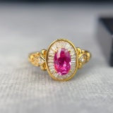 14k Gold 1.00 Ct Natural Ruby & Diamond & Sapphire Ring