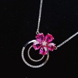 14k Gold 2.00 Ct Natural Ruby & Diamond Necklace