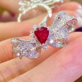 14k Gold 0.93 Ct Vivid Red Natural Ruby & Diamond Ring/brooch/pendant( Without Chain )