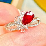 14k Gold 1 Ct Natural Ruby & Diamond & Sapphire Ring