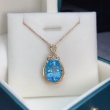 14k Gold 10.9 Ct Natural Topaz & Diamond Pendant( Without Chain )