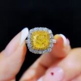 14k Gold 2.87 Ctw Natural Yellow Diamond & Diamond Ring/pendant( Without Chain )