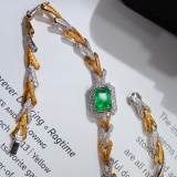 14k Gold 2.00 Ctw Vivid Green Natural Emerald & Diamond Bracelet