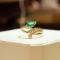 14k Gold 0.79 Ctw Natural Emerald & Diamond Ring