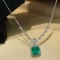 14k Gold 5.78 Ct Natural Emerald & Diamond Necklace