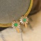14k Gold 0.7 Ctw Natural Emerald & Diamond Earrings
