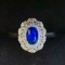 14k Gold 0.9 Ct Natural Sapphire & Diamond Ring