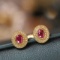 14k Gold 0.72 Ctw Natural Ruby & Diamond Earrings