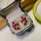14k Gold 1.3 Ct Natural Ruby & Diamond Earrings