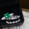 14k Gold 2.08 Ctw Vivid Green Natural Emerald & Diamond Ring
