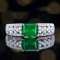 14k Gold 1.25 Ctw Vivid Green Natural Emerald & Diamond Ring