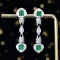 14k Gold 2.41 Ctw Vivid Green Natural Emerald & Diamond Earrings
