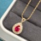 14k Gold 1.70 Ctw Natural Ruby & Diamond Pendant( Without Chain )