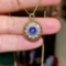 14k Gold 1.09 Ctw Natural Sapphire & Diamond Pendant( Without Chain )