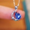 14k Gold 0.94 Ctw Natural Sapphire & Diamond Pendant( Without Chain )