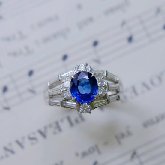 14k Gold 2.37 Ctw Natural Sapphire & Diamond Ring